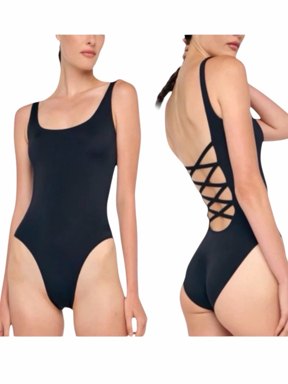 Norma Kamali Low Back X Mio - Solid Black - XS New With Tags